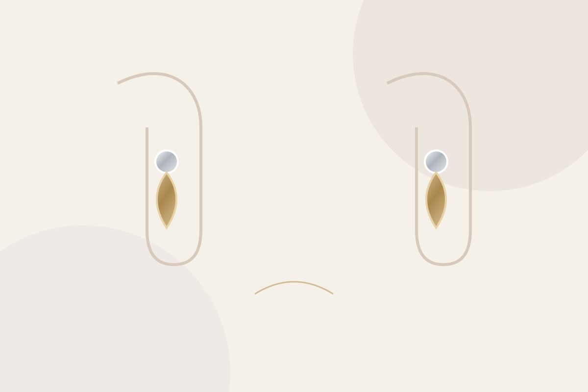 Editorial illustration of earrings styled with a neckline