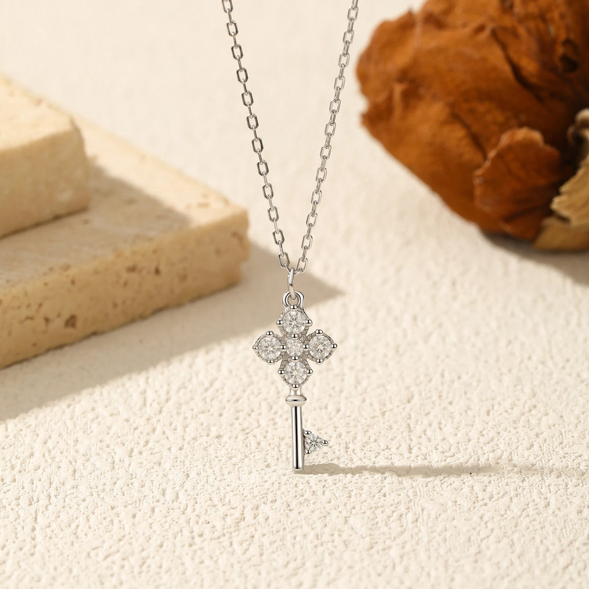 925 Sterling Silver Lab Diamond Chain Fine (Necklace)