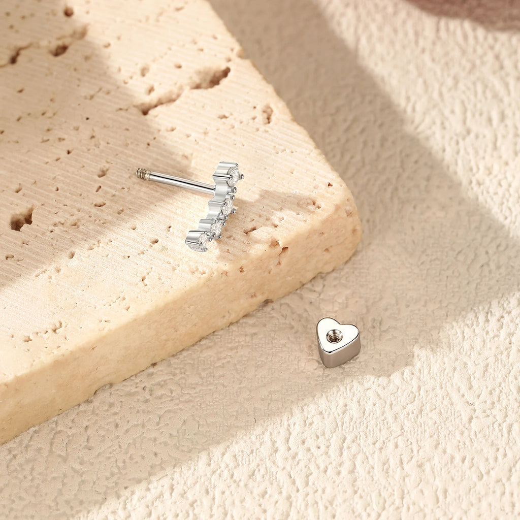925 Sterling Sliver Simple Ear Studs Heart Screw Stud (Earrings)