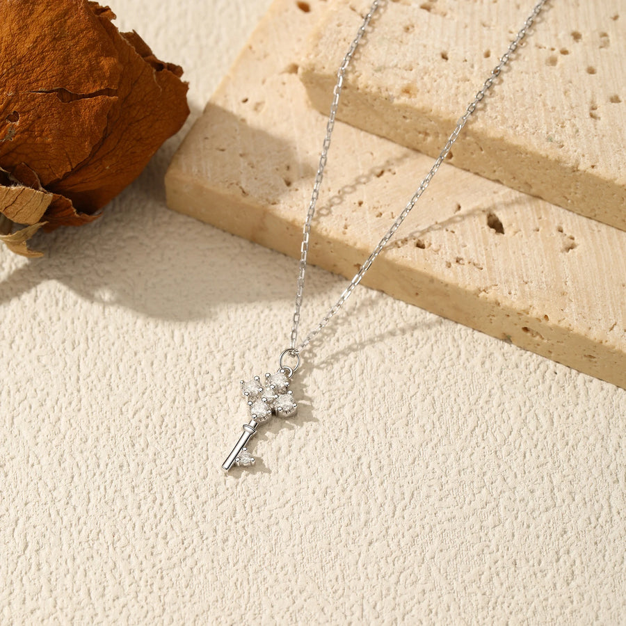 925 Sterling Silver Lab Diamond Chain Fine (Necklace)