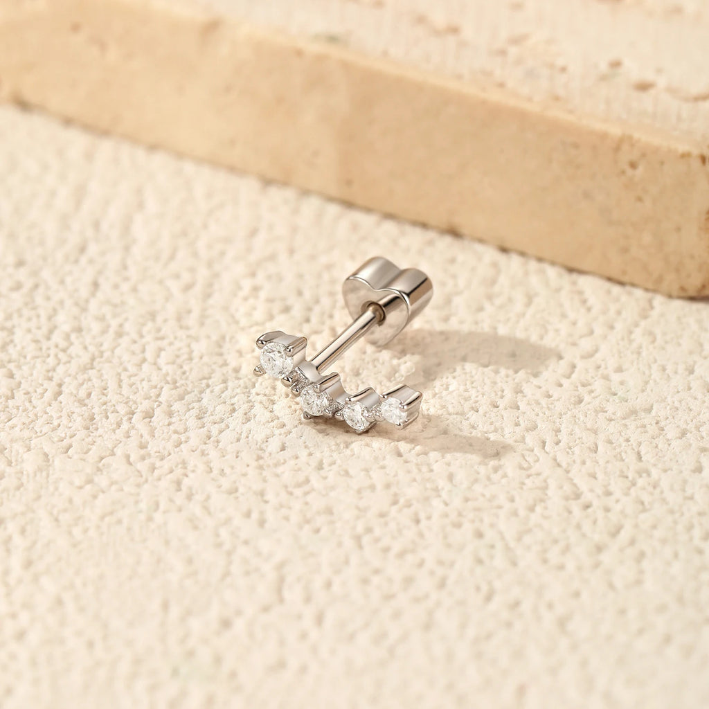 925 Sterling Sliver Simple Ear Studs Heart Screw Stud (Earrings)